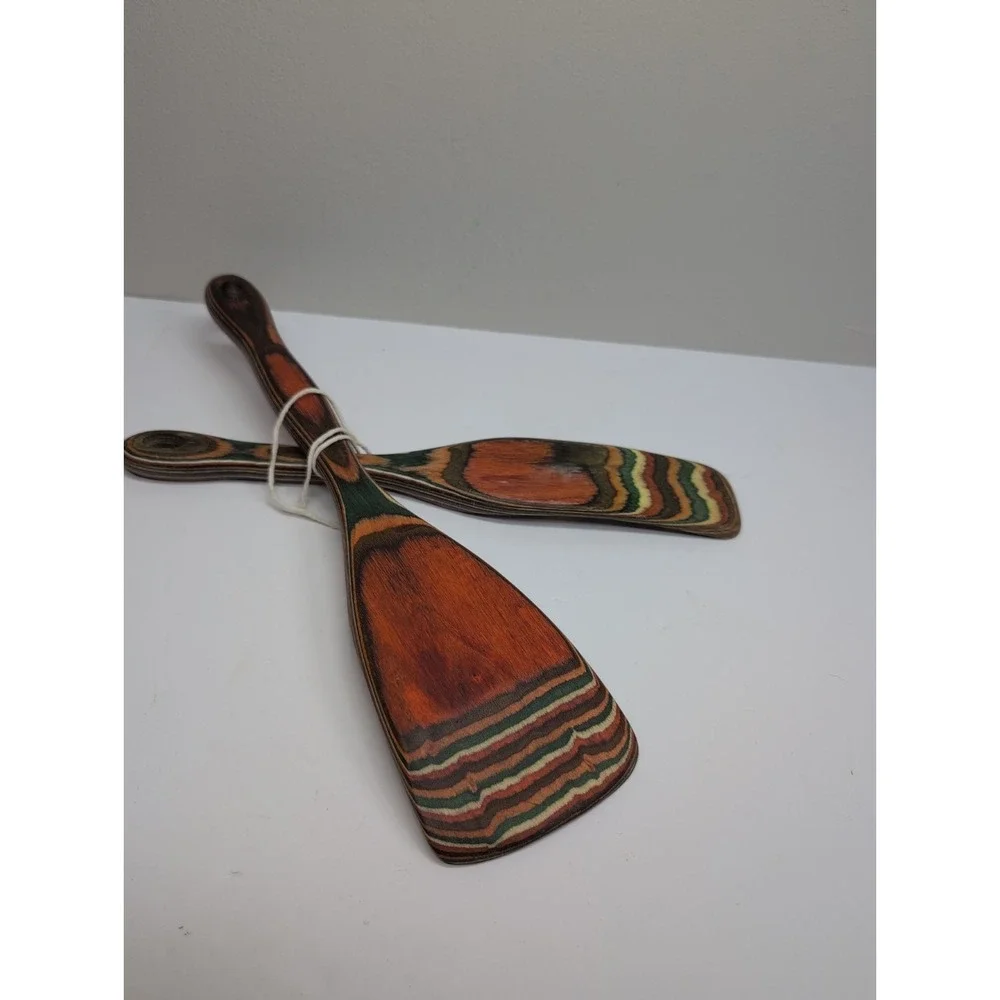 2 Spatulas Colorful Handmade Pakka Wood Kitchen Utensil‎ New
